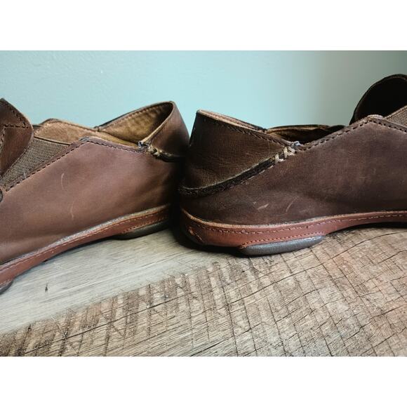 Olukai Mens Moloa Leather Slip On Shoes Loafers 11.5 Brown Island Vacation